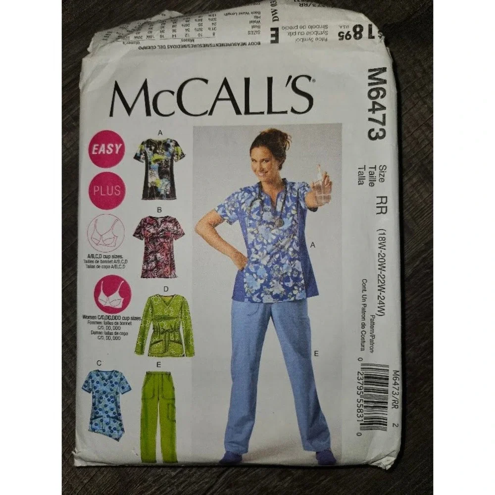 McCalls M6473 Sewing Pattern Misses Womens Tops Pants Uncut Size 18W-24W